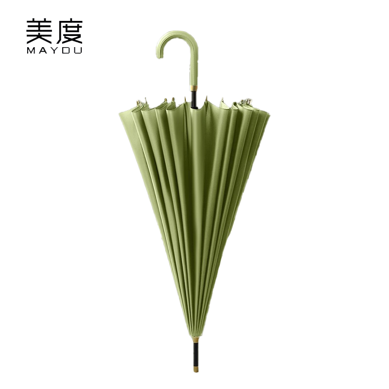 美度（MAYDU） M7007自动雨伞长柄伞防风伞24骨加大号学生晴雨伞抗暴风弯钩直杆伞抹茶绿