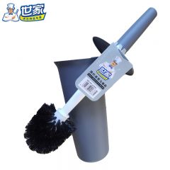 世家  长柄清洁刷洁厕硬毛刷卫生间浴室清洁带盖无死角厕所刷 灰色