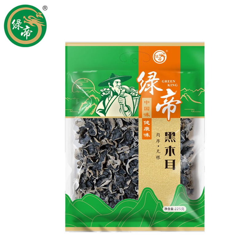 绿帝 干木耳特产 泡发率高 火锅食材凉拌 干货 黑木耳225g