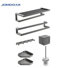 九牧（JOMOO） 9394636-LH-1 卫生间置物架厕所洗手间浴巾架 置物架毛巾架 灰色 6件套