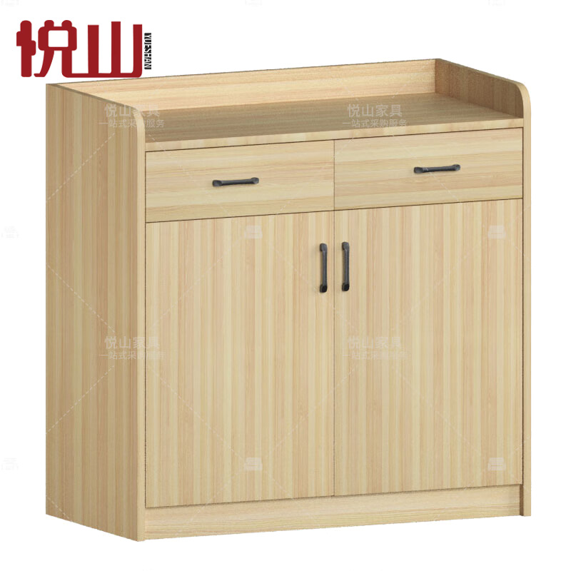 悦山 办公室储物柜木质家用茶水间餐边柜 柚木色 800*400*850mm 台