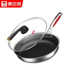 康巴赫（KBH） 五代平底锅煎锅不粘锅抗菌不锈钢双面蜂窝煎牛排锅28cm电磁炉通用KGJ-D28W