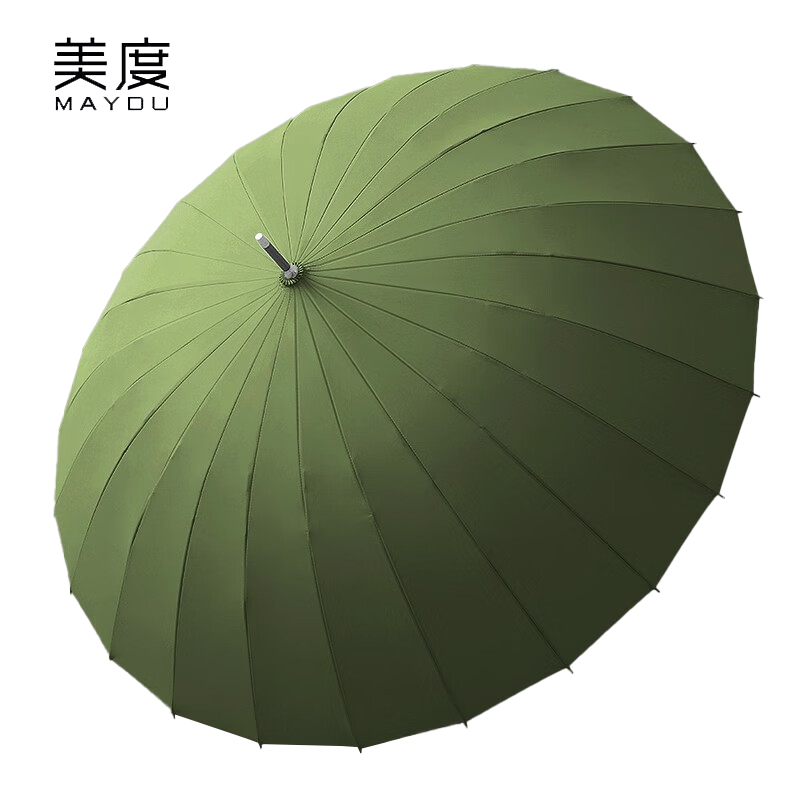 美度（MAYDU） M7005双人自动雨伞24骨长柄抗暴风加大晴雨伞男士商务直杆伞男女学生伞橄榄绿
