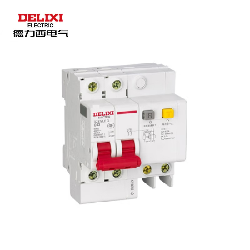 德力西电气 空气开关 漏电保护器 小型断路器 DZ47sLE 2P C型 63A 300mA DZ47SLEN2C63R300
