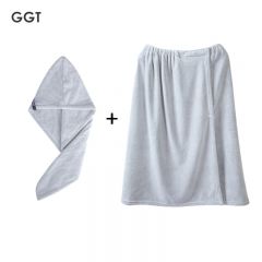 GGT 日本干发帽女速干加厚柔软吸水包头巾成人洗澡浴帽擦头发干发巾薄墨干发帽+浴裙