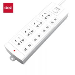 得力（deli） 3993 最大功率2500W带总控开关 4个二孔+4个五孔插座 3米线 泡壳装 白色