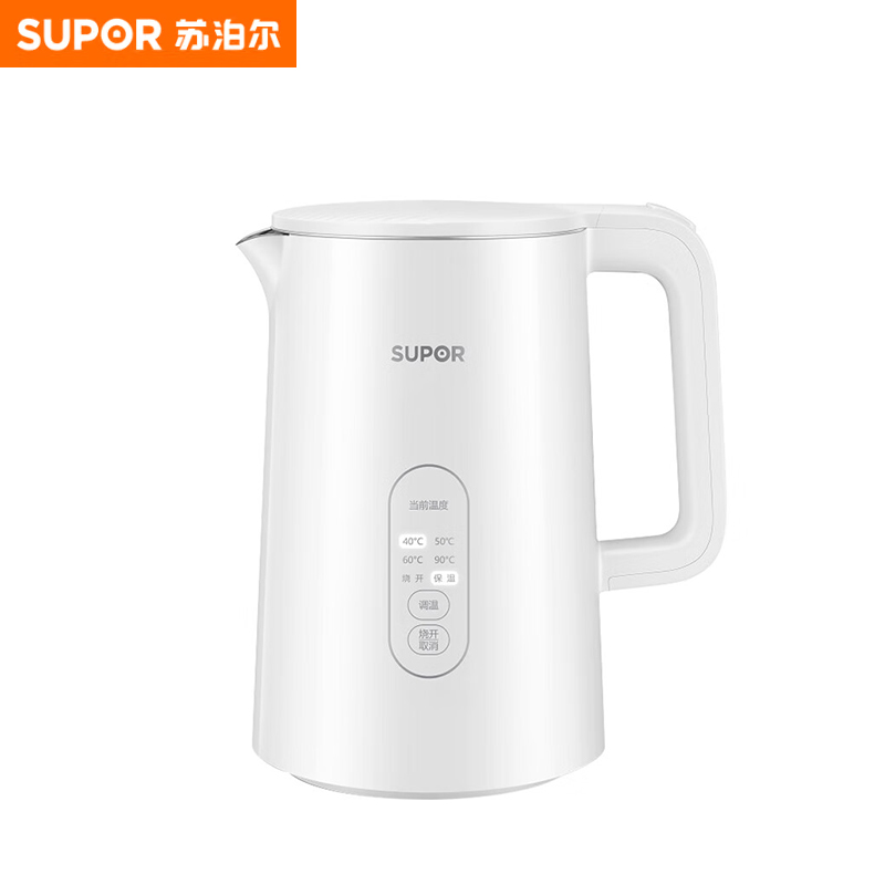 苏泊尔（SUPOR） SW-15S73A烧水壶316L不锈钢内胆双模式煮水实时显温5段调温电热水壶保温开水壶1.5L