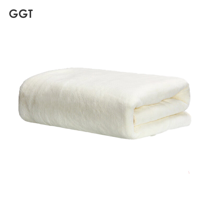 GGT 成人浴巾家用洗澡吸水速干大毛巾女高档男裹不掉毛乳白色70*140cm