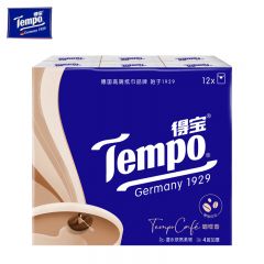 得宝（TEMPO）手帕纸 咖啡味4层7张*12包 湿水不破纸巾小包 面巾纸