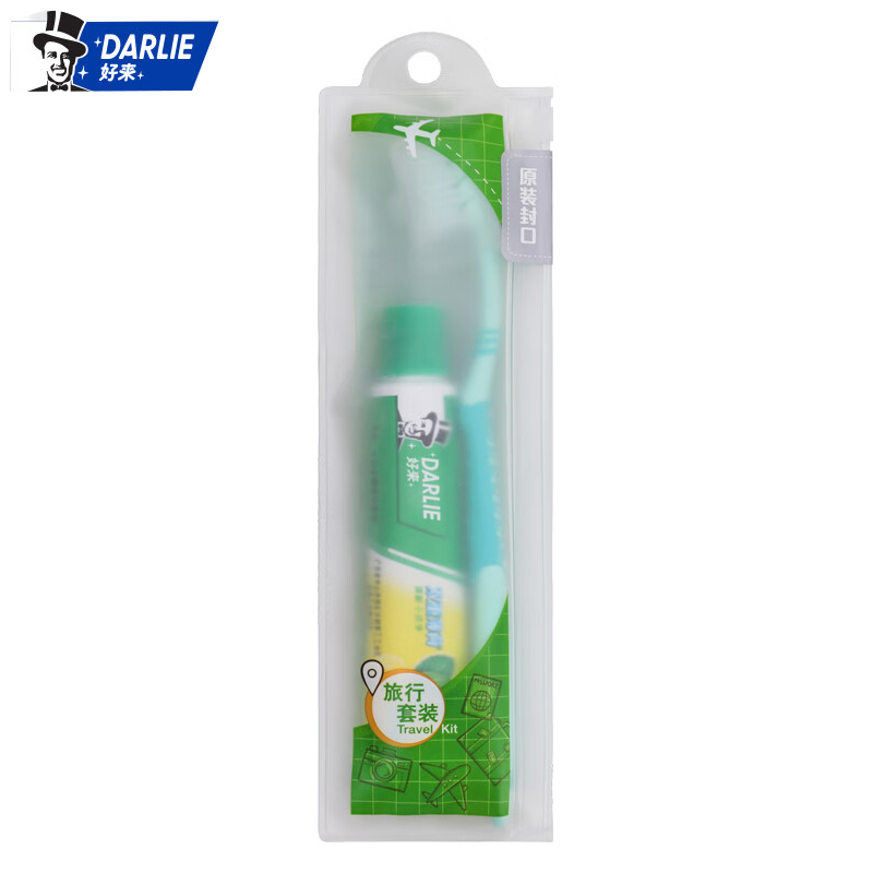 好来（DARLIE）原黑人双重薄荷牙膏50g+柔丝牙刷1支套装 清新口气新旧随机