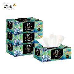 洁柔 抽纸艺术油画Face盒抽加厚4层90抽*4盒 可湿水面巾纸 柔软亲肤