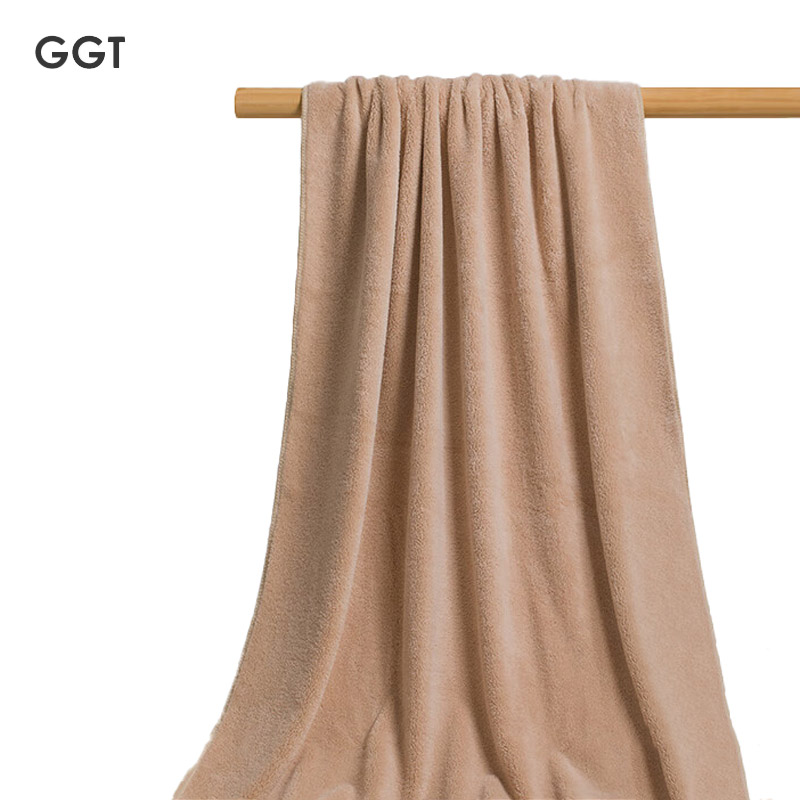 GGT 日本浴巾男士洗澡吸水速干大浴巾毛巾成人不掉毛女浅咖色80*160cm