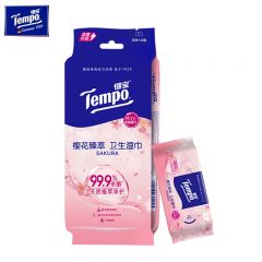 得宝（TEMPO）樱花湿巾 8片*6包 温和不刺激 湿纸巾 湿巾小包