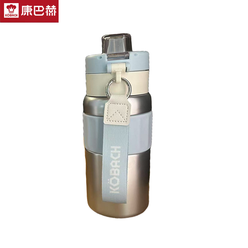 康巴赫（KBH） 水杯大容量吸管杯子男女户外夏季耐高温凉水杯学生运动双饮水壶海盐星蓝 600ml