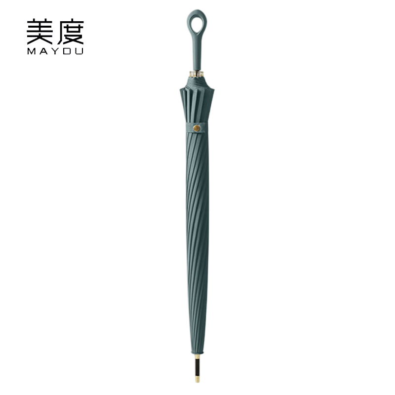 美度（MAYDU） M1613长柄伞加固加大防水抗风日系清新雨伞16骨青山黛