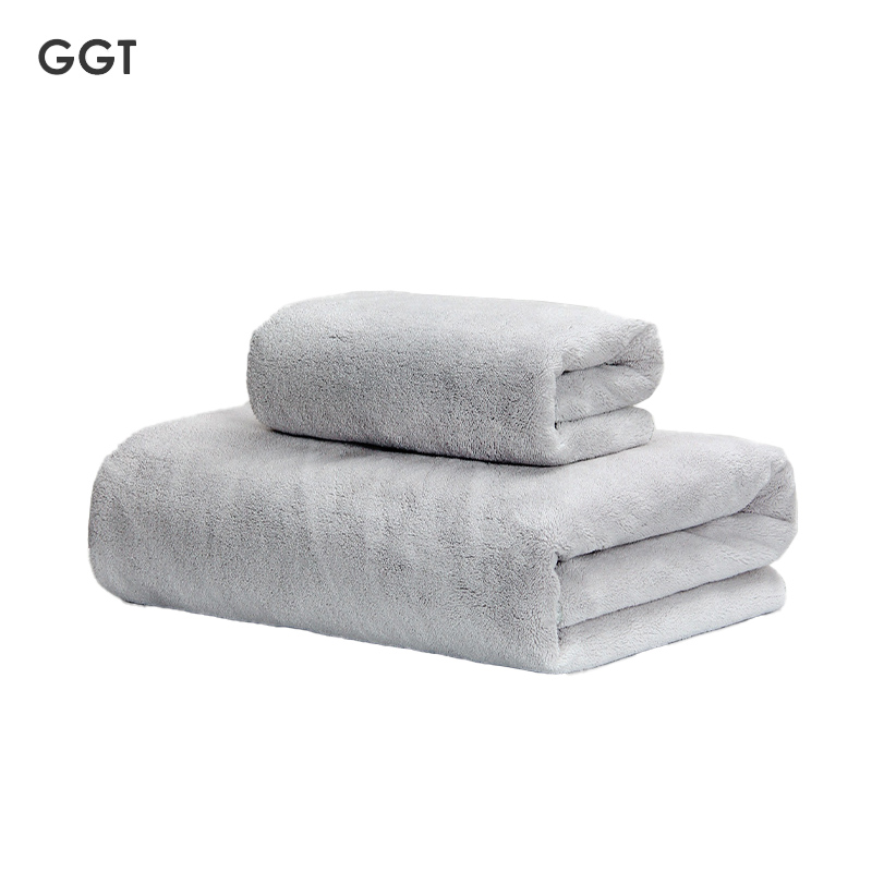 GGT 日本雪花绒浴巾不掉毛加厚款毛巾成人大浴巾速干男女洗澡裹巾套装 浅咖三件套 浴巾+毛巾+方巾薄墨色