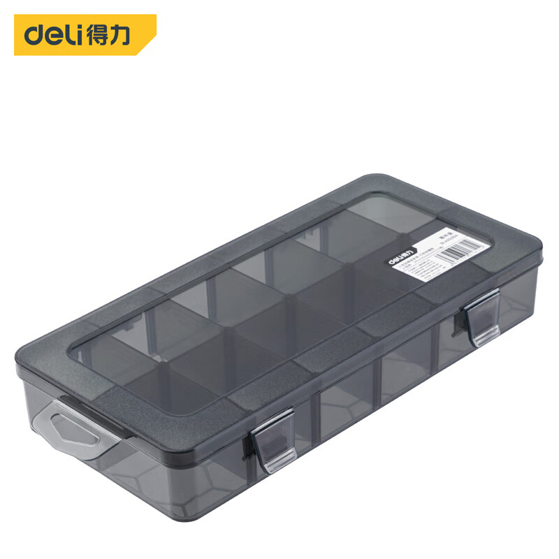 得力（deli） 零件盒12小格 (黑)26x13.5x4.4cm DL432304