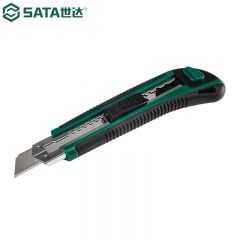 世达（SATA）工具18MM橡塑柄美工刀93428壁纸刀安全开箱刀裁纸刀 橡塑柄推钮美工刀8节18x100MM 93428