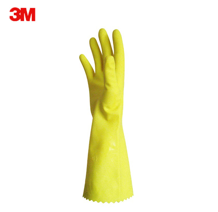 3M 橡胶手套 薄巧型防水防滑 小号 柠檬黄
