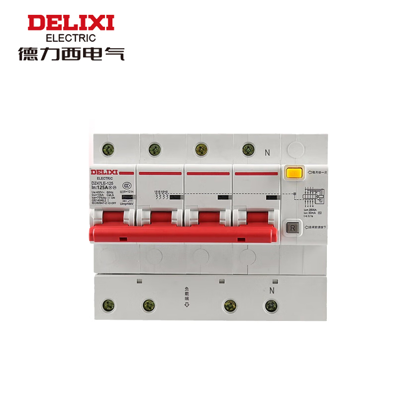 德力西电气 空气开关漏电保护器 大电流漏电断路器DZ47LE-125 4P LI（C） 125A 300MA