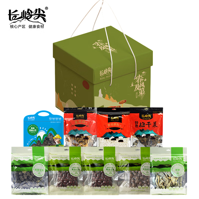 长岭尖 春风及第春节干货大礼包2558克（盒） 菌菇红枣桂圆笋梅干菜云耳山珍组合礼盒