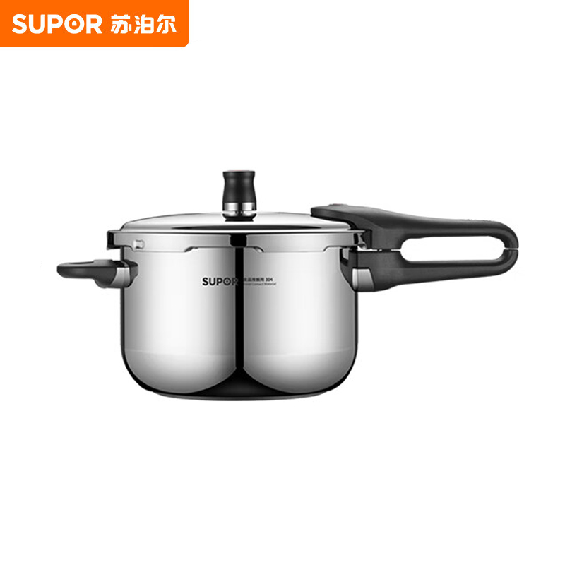 苏泊尔（SUPOR） 高压锅304不锈钢家用快煮压力锅22cm复底磁炉通用YW223JA1 银色