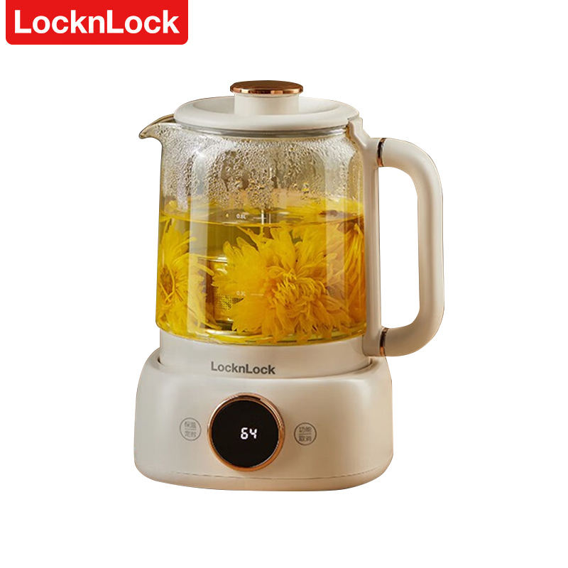 乐扣乐扣（LOCK&LOCK） 养生壶 办公室煮茶器家用玻璃花茶壶烧水壶电热水壶电炖壶煮茶壶 升降式800ml养生壶EJK3235WHT