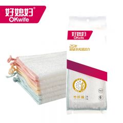 好媳妇（OKwife）不沾油竹纤维抹布6片装不掉毛易清洗洗碗巾 AGW-7701A