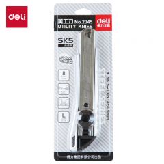 得力（deli）2045美工刀 银色大号通用铝合金美工刀 旋转锁定 裁纸刀/壁纸刀 锋利耐磨 办公家具美工刀 办公用品