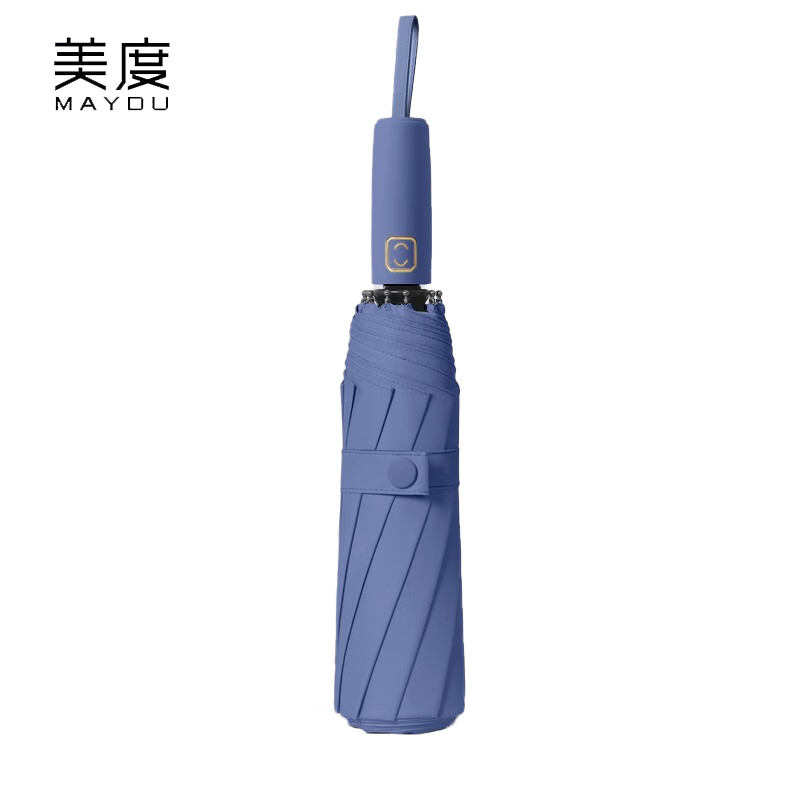 美度（MAYDU） M3312全自动三折黑胶太阳伞女晴雨两用遮阳伞防晒防紫外线伞深海蓝