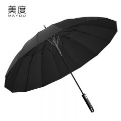 美度（MAYDU） 16骨莲花骨长柄伞加大双人防风晴雨伞两用男士商务雨伞抗风M1615夜幕黑