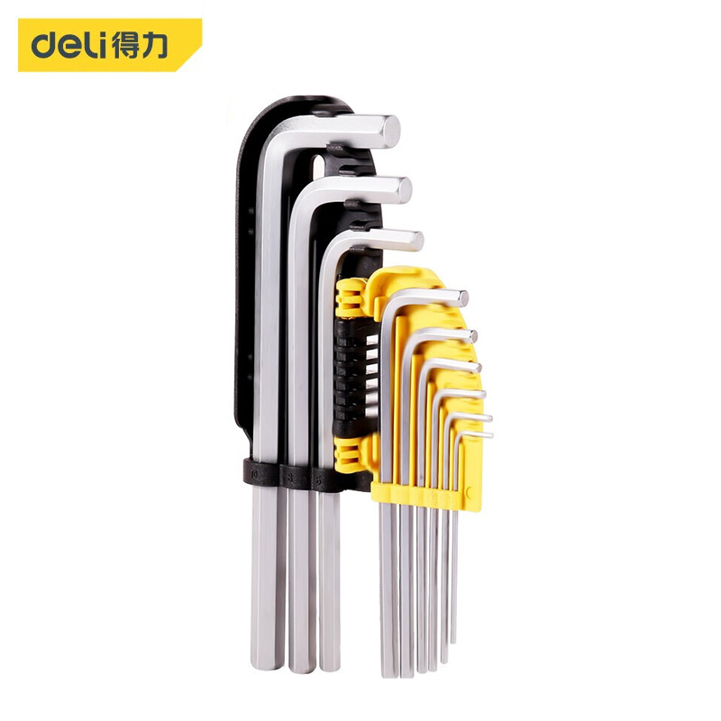 得力（deli） 长型平头内六角扳手套装铬钒钢L型内六角螺丝刀扳手9件套DL2173