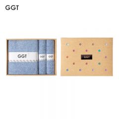 GGT 日本雪花绒浴巾毛巾礼盒三件套男女送礼比全棉纯棉吸水速干礼盒装 礼盒绀青(1条浴巾+2条毛巾)
