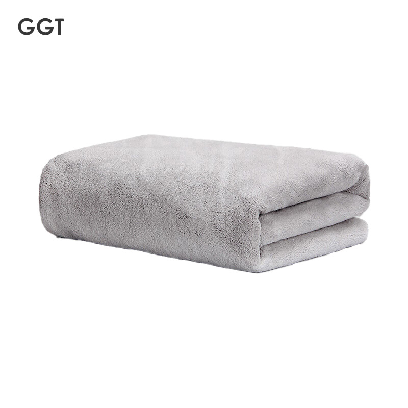 GGT 成人浴巾家用洗澡吸水速干大毛巾女高档男裹不掉毛浅咖色70*140cm