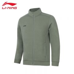 李宁（LI-NING） AWDT989-2卫衣男子健身系列新款开衫无帽外套休闲舒适上衣灰绿色M