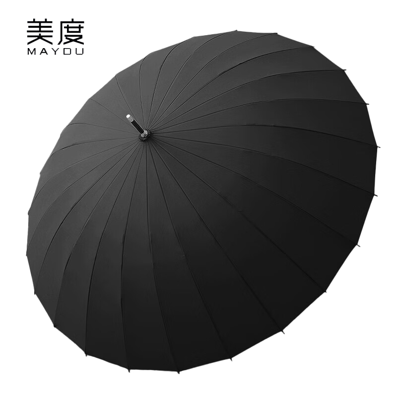 美度（MAYDU） M7005双人自动雨伞24骨长柄抗暴风加大晴雨伞男士商务直杆伞男女学生伞黑色