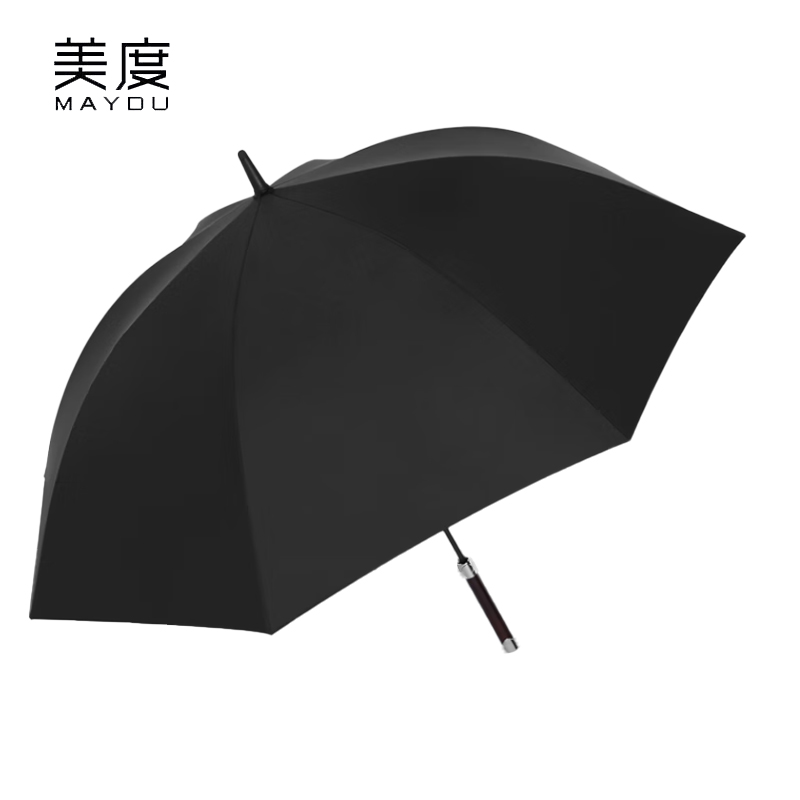 美度（MAYDU） M1150实木柄双人晴雨伞自动开长柄伞雨伞直杆防风男女两用伞商务黑