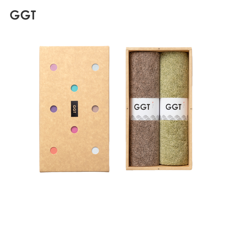 GGT 日本雪花绒毛巾礼盒套装男女家用送礼比纯棉吸水速干不掉毛伴手礼萌黄+胡桃