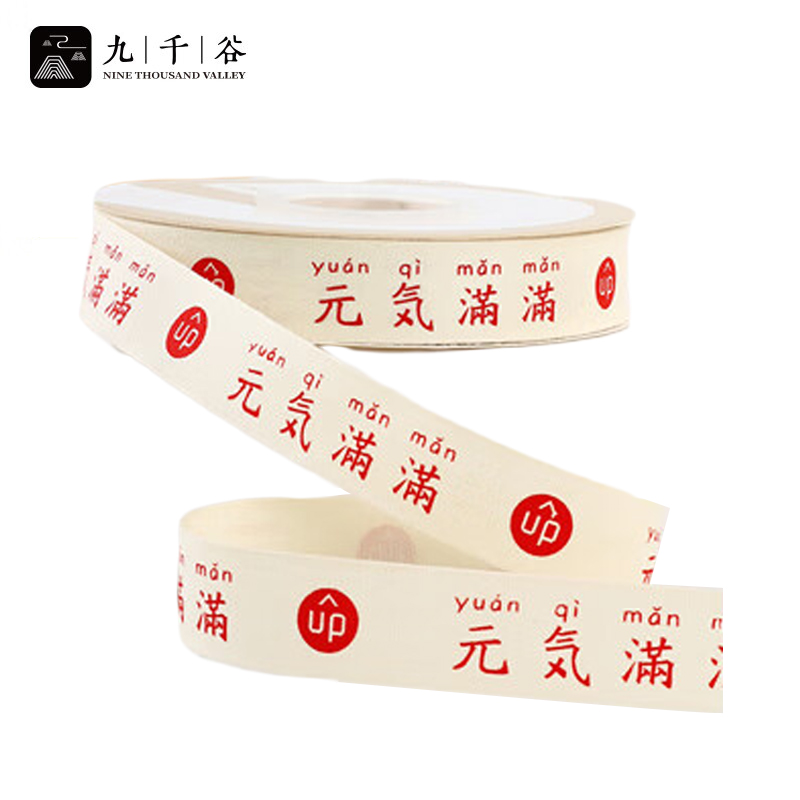 九千谷 丝带缎带DIY手工蝴蝶结节日活动房间装饰带元气满满2.0cm*22m1809