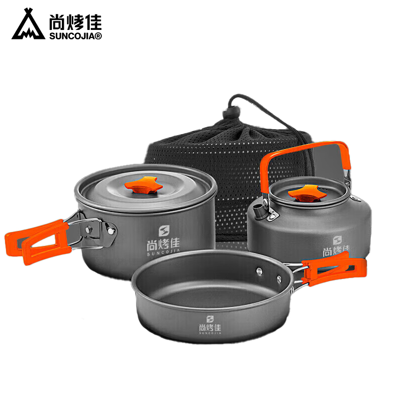 尚烤佳（Suncojia） SKJ-318 户外锅具 野餐套锅 自驾野餐炊具 便携锅具 烧水壶 野外餐具套装