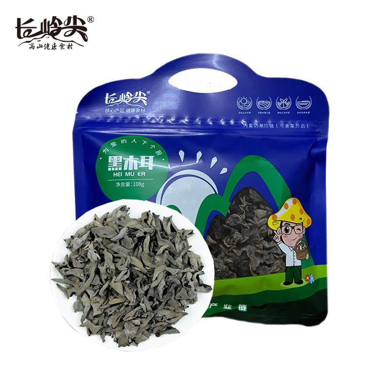 长岭尖 天成系列黑木耳108g 木耳肉厚无根凉拌炒菜火锅食材食用菌菌菇干货