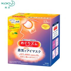 花王（KAO）美舒律进口蒸汽眼罩热敷贴 睡眠晚安贴12片/盒柚子香 清香淡雅