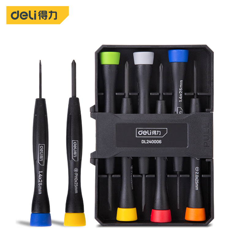 得力（deli） 迷你螺丝刀小工具 DL240006/铬钒钢彩虹6件套