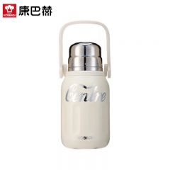 康巴赫（KBH） KH-H90B01保温杯保冷杯弹跳盖男女士儿童水杯子大容量茶水分离316不锈钢流光白 900ml