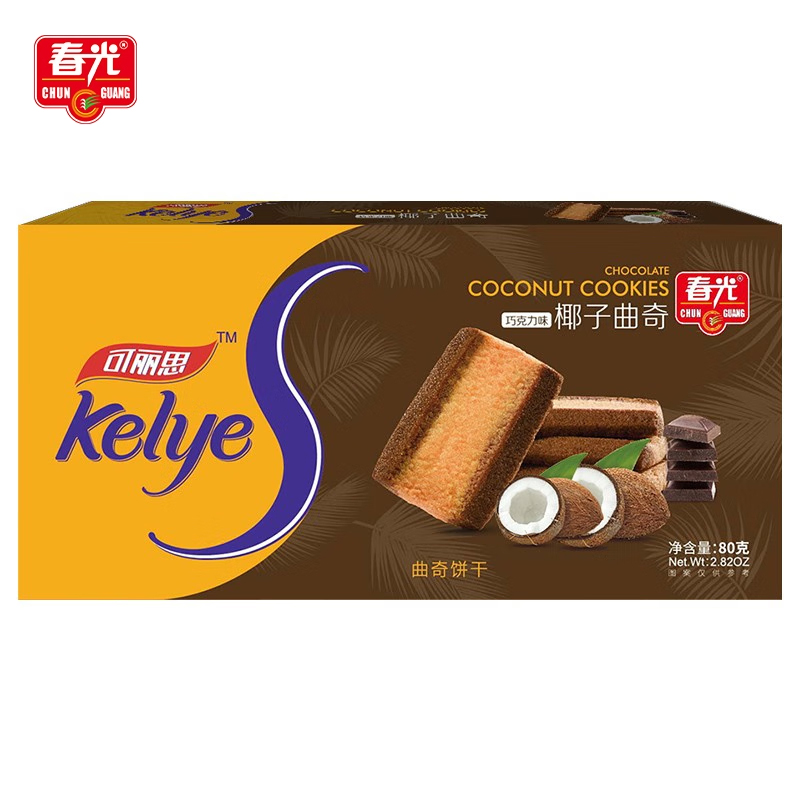 春光 椰子巧克力曲奇80g 海南特产 休闲零食 香脆饼干零食小吃