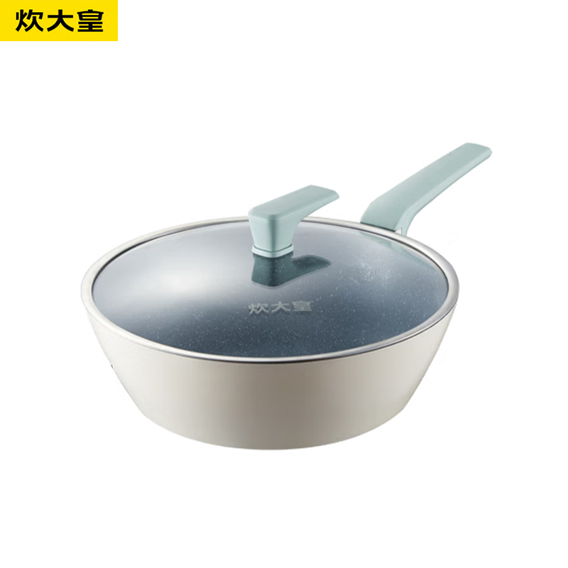 炊大皇（COOKER KING） 倾城28cm炒锅麦饭石色平底不粘锅电磁炉通用炒菜锅QCM28WO