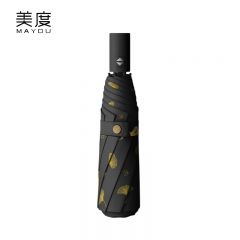 美度（MAYDU） M3036三折全自动烫金雨伞黑胶遮阳伞女晴雨两用防晒防紫外线太阳伞雅致黑