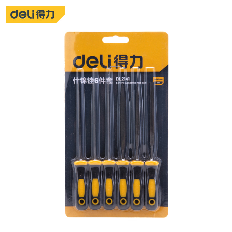 得力（deli） DL2141 合金锉刀组套整形锉刀打磨棒合金钳工什锦锉打磨工具6件套3x140mm