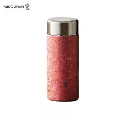 鸣盏 MZ8026纯钛迷你保温杯男女士口袋杯便携车载高档养生泡茶钛水杯落霞红 200ml