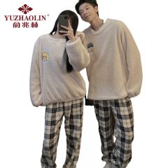 俞兆林 小王子ZY-SYM131日系文艺格子珊瑚绒男士家居服 2XL